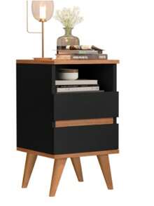 Retro Pop Bedside Table With Lightweight Frame And PVC Stick Legs - Negro - Ver 2