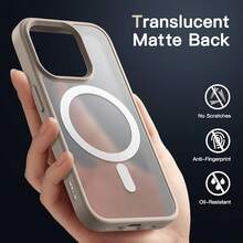 JETech Magnetic Case For IPhone 15 Pro 6.1 Inch Compatible, Slim Matte Translucent Back Shockproof Cover (Black) - 天然鈦 - 查看 4
