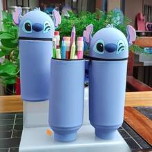 Disney 1 pièce Nouvelle étui à crayons en silicone Stitch, porte-crayon pliable mignon de bande dessinée, sac de rangement de papeterie pour étudiant, cadeau pour enfants, meilleure papeterie scolaire et cadeaux scolaires. (La photo est trop explosive et la couleur du produit est légèrement déviée, ne la prenez pas si cela vous dérange), pour les fournitures scolaires, la rentrée des classes