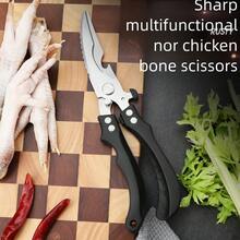 Tijeras de cocina de acero inoxidable de alta resistencia - Tijeras multi-funcionales extra grandes para cortar aves y huesos con mangos ergonómicos para cocinar, hornear, carne, verduras - Uso profesional de chef y cocina del hogar, tijeras para aves de corral, hoja afilada