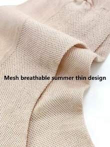 3双女士宽松透气网眼踝袜，纯色，适合粗腿、孕妇和中年人，夏季、秋季超轻袜子 - 薑色 - 查看 4