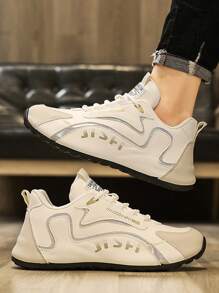 4-Season Men's Outdoor Casual Sports Shoes With Contrast Color, Rubber Sole, Anti-Slip And Durable - white ash - View 1