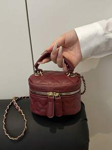 轻便迷你包、链条包、绗缝包、手提包、水桶包，适合女生、大学生和上班族女性，完美适用于办公室、大学、工作、通勤、户外活动、旅行和郊游，新年必备单品 - 酒紅色 - 查看 12
