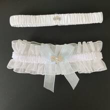 1 set de jarretière de mariage avec nœud en ruban bleu, jarretière d'amour de mariée, décoration de jambe, cadeau de mariage, convient pour n'importe quel mariage