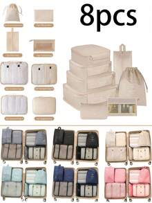 9-1 件大容量旅行收纳袋，防水便携式收纳袋，适用于衣服、裤子、鞋子、袜子、行李箱收纳，波西米亚风 - 彩色 - 查看 13