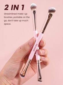 MAANGE Set de 2/5/7 piezas de brochas de maquillaje de doble cabezal con brocha para rubor, brocha para base, brocha para acabado, brocha para polvos sueltos, herramientas de maquillaje para viajar