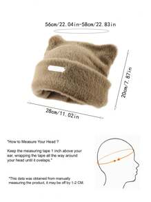 1pc Korean Style Cute Cat Ear Design Fluffy Knit Beanie Hat, Fashionable & Versatile Autumn Accessories