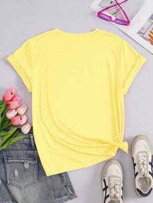 Custom Sports Personalized Gift, Custom Ladies T-Shirt, Add Text And Images (Selfies/Scenery/Family Photos/Friends/Couples Photos/Patterns/Pets, Etc.) - Yellow - View 4