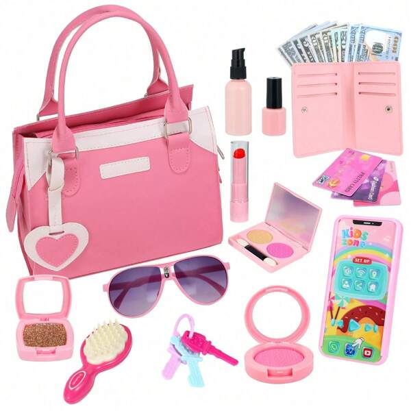 Play Purse For Little Girls, Pretend Princess PlayGirls Toys For 3 4 5 6 7 8 Year Old, Toddler Pursewith Accessories, Kids Toy Purse Birthday ForGirs Ages 3-5 4-5 6-8