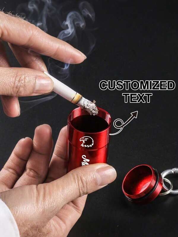 1 Stück personalisierter tragbarer Outdoor Aschenbecher aus Aluminiumlegierung als Schlüsselanhänger, kann mit Namen angepasst werden, ideal als Geschenk für Freund/Vater/Freund/Lehrer, geeignet für Bar, Geburtstag, Jahrestag, Hochzeit, Valentinstag, Outdoor, Sommerurlaub