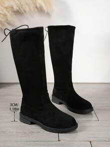 Wide Calf Winter New Women's Thigh High Boots, Fashion Loose Fit Plus Size Black Versatile Boots For Wide, Thick Feet