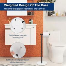 DSGSGSRSD Bath Toilet Paper Holder Stand- Modern Tissue Roll Holder Standing With Balanced Base, Rustproof Toilet Roll Holder For Bathroom/Kitchen Countertop (Matte Black, Metal Base) - Matte Black - View 4