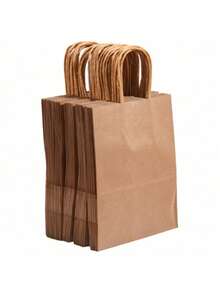 8pcs Brown Paper Bags With Handles, Mixed Sizes, Bulk Kraft Paper Gift Bags, Suitable For Business, Shopping, Retail, Merchandise Bags, Multi-Size - Brown - View 1