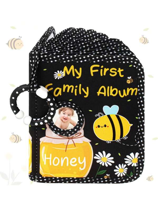 1 peça novo álbum de fotos de bebê em tecido com desenho de abelha e polvo, álbum de memórias de crescimento do bebê, álbum de armazenamento de fotos de bebê