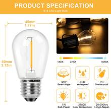 6 Bóng Đèn Led Nhựa S14 1W 2W 220V Chống Vỡ Chống Nước E27 Đế Trung Bình Đèn Dây Cổ Điển Bóng Đèn Thay Thế Trắng Ấm 2700K Trong Nhà Ngoài Trời Edison Bóng Đèn Cổ Điển Tương Đương Với 11W Cho Đèn Treo Sân Vườn - E27 220V - Xem 3