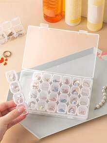 1 pieza Caja de almacenamiento transparente de gran capacidad de 3 capas, organizador de joyas y arte de uñas, caja de almacenamiento de escritorio para pulseras, cuentas, aretes y suministros de manualidades DIY - Multicolor - Ver 13