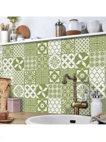 24 Pieces Bohemian Style Kitchen Bathroom Entrance Waterproof Moisture-Proof Wall Stickers Waterproof Tile Stickers PVC Self-Adhesive Decorative Stickers Kitchen Accessories Room Decor Wall Decor Wallpaper Wall Paper