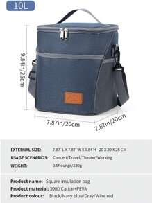 Sac à bandoulière simple et Boîte à déjeuner verticale, sac de pique-nique épais isolé avec doublure en feuille d'aluminium