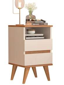 Retro Pop Bedside Table With Lightweight Frame And PVC Stick Legs - Beis - Ver 2