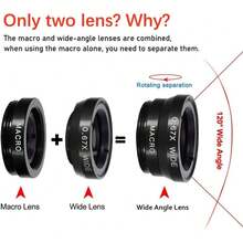 ‌3-In-1 Universal Phone Camera Lens Kit - Wide Angle, Macro & Fisheye Lenses For IPhone,  & Android Smartphones (Black)‌ - Black - View 2