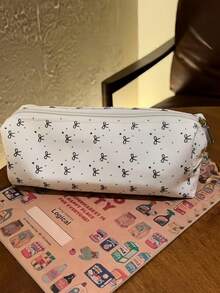 1个可爱大容量化妆品及文具收纳袋，蝴蝶结装饰铅笔盒，铅笔袋，背包，学习用品，返校季 - 彩色 - 查看 11