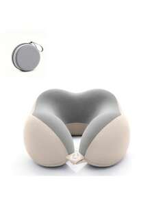 [2025 Hot New Style] U-Shaped Memory Foam Neck Pillow With Storage Box, Portable Travel Nap Pillow, Slow Rebound Neck Pillow, Office Lunch Break Artifact, Airplane Travel Cervical Pillow, Detachable And Machine Washable, With Storage Bag, Cervical Support Travel Essentials Travel Accessories Vacation Summer Holiday Back To School