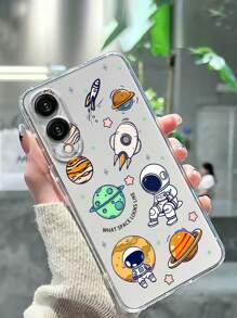 1 件透明宇航员火箭星图案全覆盖 TPU 防震手机壳，适用于 Android 型号 Galaxy S25 Edge、S21/S22/S23/S24/S25 Ultra 系列、Pixel 6/7/8/9 系列