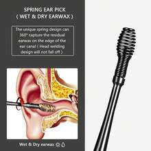 8 Pcs Ear Wax Removal Kit,Professional Double-Headed Ear Pick Earwax Removal Tools,316L Stainless Steel Ear Cleaner Curette With Cleaning Brush And Storage Box,Suit Kid Adult(Silver) - 黑色 - 查看 5