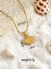 1 Peça Colar Elegante e Luxuoso com Pingentes em Forma de Tartaruga do Mar, Estrela-do-Mar e Concha, Banhado a Ouro 18K, Aço Inoxidável, À Prova D'água, Elegante e Versátil, Adequado para Mulheres