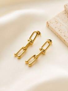 Set de 3 piezas con cadena en forma de U inspirada en la moda de joyería lujosa geométrica, que incluye collar, pulsera y aretes, adecuado para adolescentes/adultos jóvenes, uso diario, vacaciones, viajes, fiestas, como regalo
