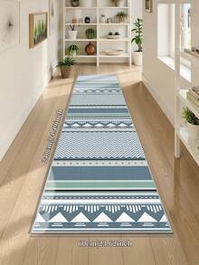 Tapete moderno minimalista azul, 1 peça, lavável, antiderrapante, de lã sintética, 1160g/m², para sala de estar, quarto, cozinha, escritório, entrada