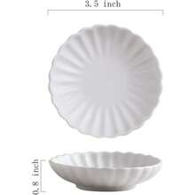 3.5 Inches Flower Shape Ceramic Sauce DishMini Side Seasoning Dish Condiment Dishes Sushi Soy Dipping Bowl Snack Serving Dishes Porcelain Small Saucer Set Set Of 4