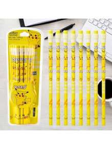 12 Stücke Pokemon Bleistifte, cartoonistischer Stil vertikale löschbare Bleistifte, Pokemon Haus niedliche Bleistifte, perfekt als Abschlussgeschenk, Geburtstaggeschenk, Muttertagsgeschenk, Schulbedarf, Rückkehr zur Schule