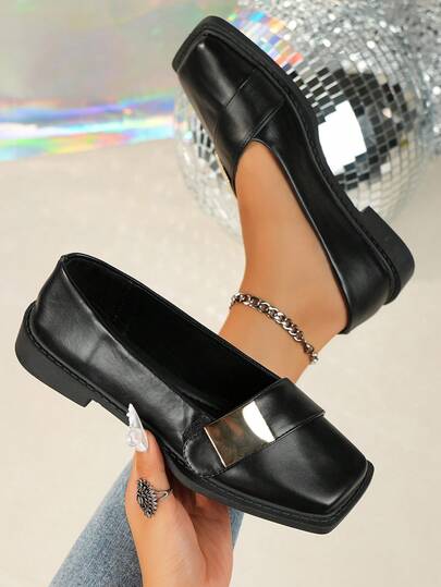 Women's Solid Color Square Toe Bohemian Sandals, Suitable For Beach, Holiday, Wedding, Party, Office, Summer