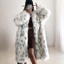 Faux Fur Winter Long Soft Coat Women's Fur Jacket Overcoat Topcoat Outerwear - 白色 - 查看 1