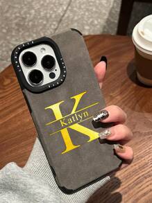 Funda de teléfono personalizada compatible con iPhone 16, 15, 14, 13, 12 Pro Max, con nombre o iniciales personalizados, grabados con proceso de estampado en caliente 3D, de lujo, estilo coreano INS, acabado mate y resistente a los golpes, para modelos Plus de 14, 15 y 16.