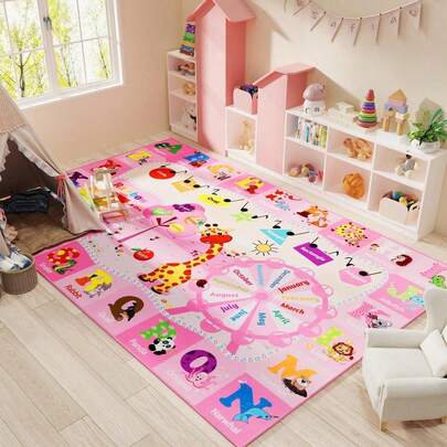 lochas Kids Educational Living Room  Rug,Non-Slip ABC & Animal LearningBedroom Carpet, Washable TPR Play Mat For Toddlers & Classroom &Playroom(5x7, Rectangle)