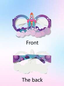 8pcs Rocket Spaceship Astronaut Glasses Costume Accessories, 3D Cartoon Paper Face Decoration, Role-Playing Props, Party Photo Props Halloween