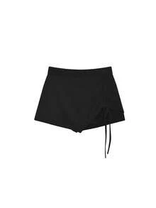 Chân váy mini satin dáng chữ A cạp cao có dây rút, chất liệu được may đo tinh tế, kiểu dáng tôn dáng, gợi cảm và nữ tính, màu đen mùa xuân. - màu đen - Xem 6