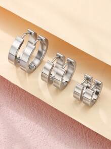 1pair/2pieces Smooth Stainless Steel Minimalist Earrings Women Charm Earings Jewelry