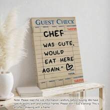 1pc Unframed Guest Check Fa Wall Art, Chef Is Lovely Would Eat Here Again, This Must Be The Place, Guest Check, Red Chef Art Prints, Posters Guest Check, Canvas Wall Decor For Living Room, Bedroom Posters,Wall Art,Room Decoration Stuff,Modern,Quotes(Optional Frame)