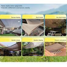 带索环的遮阳布户外遮阳帘，优质遮阳布栅栏 - 抗撕裂，易于安装，抗紫外线咖啡棕色 Hdpe 遮阳帘，帆形凉亭遮阳布隐私屏幕户外遮阳网，适用于户外露台花园凉亭天篷宠物屋植物 - 提供出色的防晒、遮阳和隐私，带有胶带边缘和索环。 - 彩色 - 查看 3