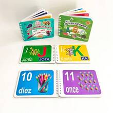 Lachilly Mi primer libro desplegable en español - Tarjetas de aprendizaje del alfabeto y números en español, adecuado para principiantes, niños pequeños y niños, desarrollo del idioma español, tarjetas educativas del alfabeto español ABC - Multicolor - Ver 2