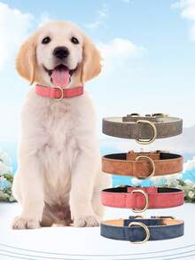 撞色复古皮革宠物项圈 - 防爆可调节狗项圈，适合小型、中型和大型犬 - 藏蓝色 - 查看 8