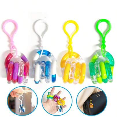 1/4/5件装手指玩具 - 成人扭扭手指玩具套装 - 成人手指玩具 - 成人派对礼物 - 减压玩具 - 缓解生活和工作压力 - 水晶扭绳带钩，可作钥匙扣