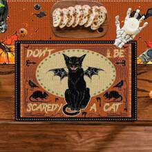 Set de 4/6/12 manteles individuales - Diseño de calabaza de horror, bruja y murciélago - Manteles individuales impresos creativos, resistentes al calor, decoración de mesa de cocina y comedor para Halloween, decoración de habitación, ajuste de mesa para fiestas festivas, aumenta el ambiente festivo