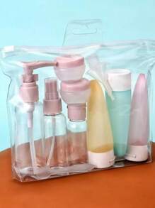 Juego de botellas rellenables para viajar con atomizador, loción, champú, gel de ducha, tubos y contenedores cosméticos vacíos para líquidos portátiles. Herramienta organizadora de viaje para vacaciones de verano, vuelta al cole