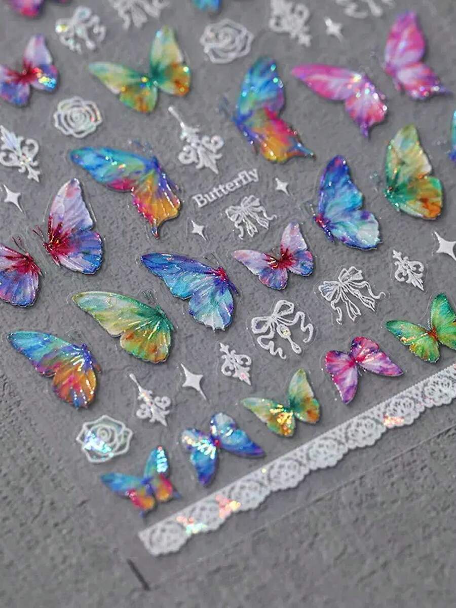 1pc Pink Sakura Nail Art Stickers - Spring Floral With Gilding Nail Sticker, Self-Adhesive Manicure Decor For Nail Art Charms, Autumn & Summer DIY.