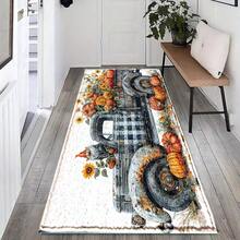1 pieza Felpudo de goma con estampado de camioneta, calabaza amarilla otoñal, girasol, para puerta, baño, cocina, sala de lavandería, decoración de vacaciones, decoración del hogar, decoración de fiesta, decoración de boda, decoración de cocina