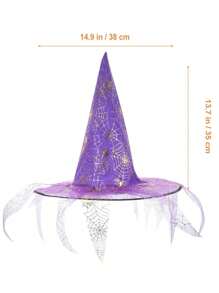 3pcs Spider Web Witch Hats In Purple, Gold And Silver Colors, Gothic Style Wizard Hats For Women, Witch Cosplay Costume For Halloween Home Decor Halloween Decor Fall Decor Room Decor